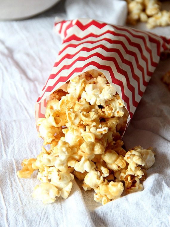 This Easy Salted Caramel Popcorn Recipe is my favorite Caramel Corn Recipe! It’s so easy and adding that extra salt gives it the perfect salty/sweet combo!