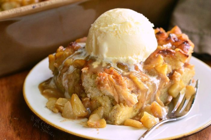 Wonderful warm apple treat, better than apple pie! Comforting apple bread pudding made with easy homemade apple pie filling. Serve it hot and with some vanilla ice cream on top for the ultimate taste experience.
