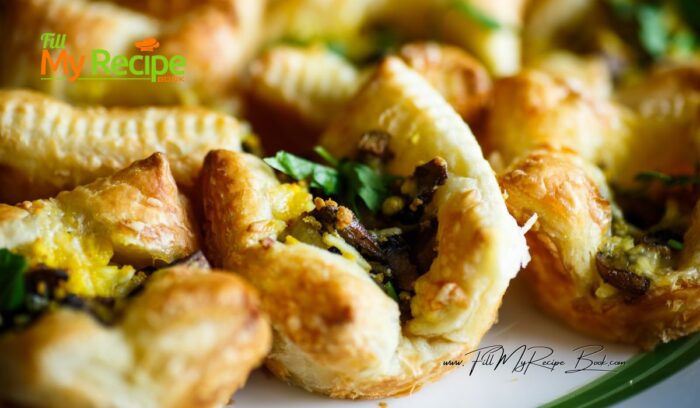 Mushrooms and Corn Puff Pastry Tartlet recipe for a savory snack. Be it a flaky buttery dessert or appetizer baked in the oven, so delicious.