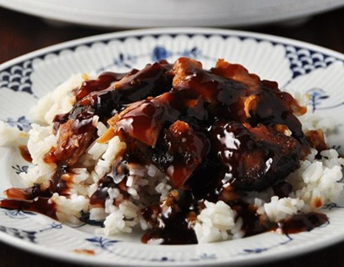 So when he said he wanted Bourbon Chicken, I was on a hunt for a recipe and came up with this Crock Pot Bourbon Chicken!