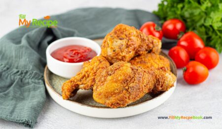 Easy Homemade KFC Fried Chicken recipe idea. Tasty chicken pieces fried in a batter with spices for a home meal for family lunch or dinner.