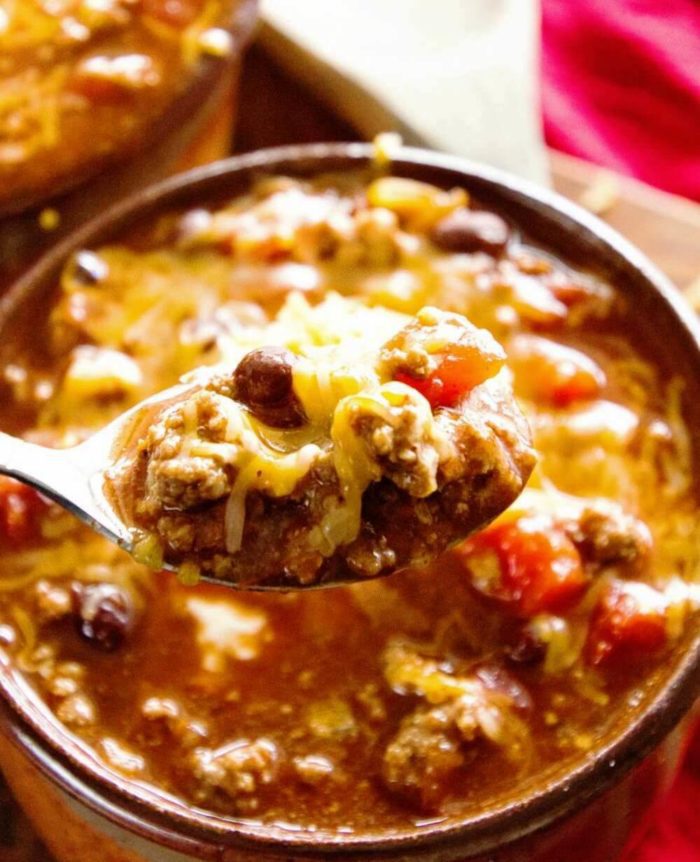 This recipe is loaded with ground beef, beans, tomato sauce and seasonings. So much flavor after slow cooking all day!