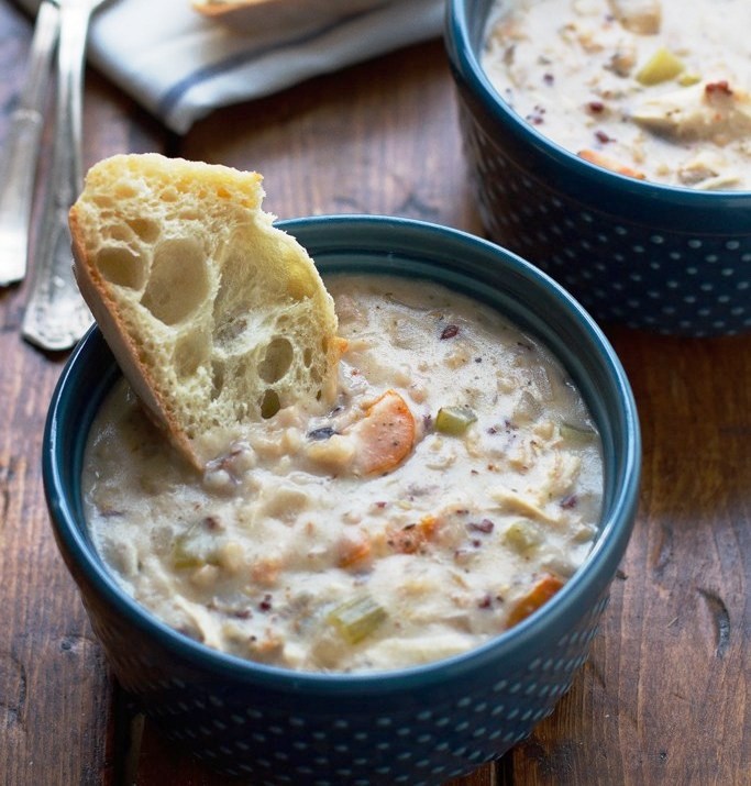 A warm and cozy chicken wild rice soup made right in the slow cooker. This soup is loaded with carrots, celery, boneless chicken and of course, wild rice!