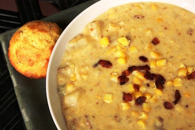 Crockpot Corn Chowder is an easy, gluten-free and DELICIOUS soup! You’re going to love this potato corn chowder!