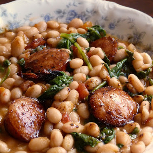 White beans with spinach & sausage