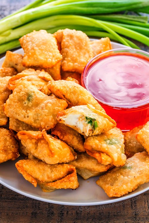 Crab Rangoon contains a simple mixture of crab, cream cheese, and seasonings wrapped in a wonton wrapper and fried crispy (or baked in the oven)!