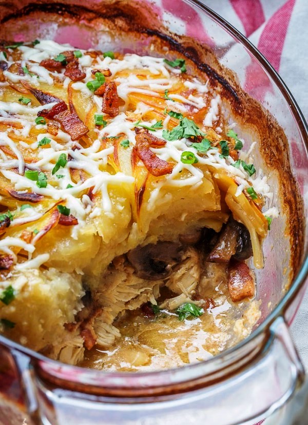 Chicken mushroom and potato casserole