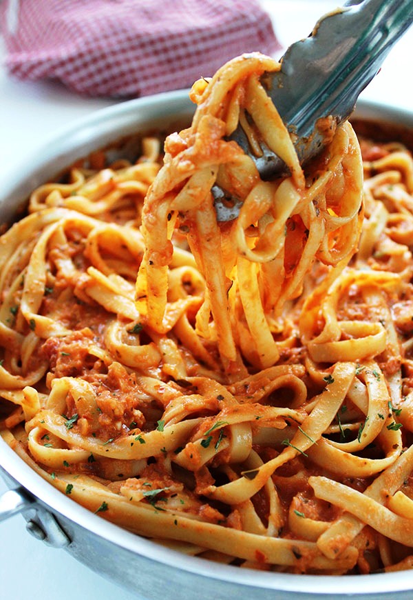 Creamy tomato fettuccine