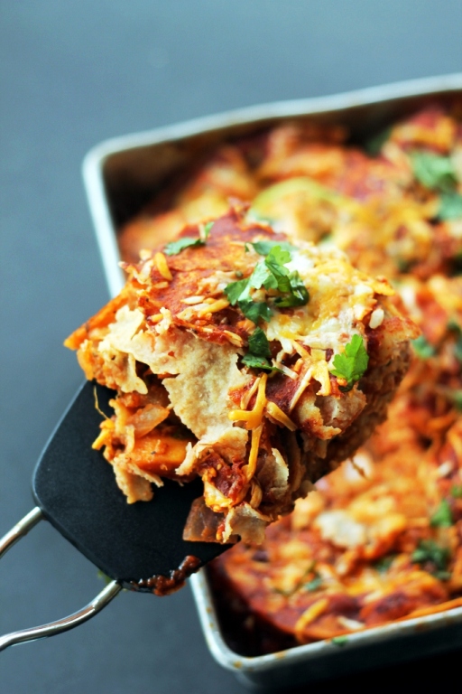 Layered bbq chicken and sweet potatoe casserole