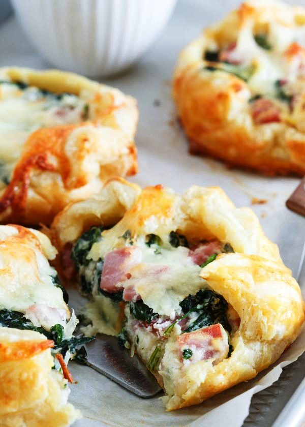 Ham cheese and spinach breakfast pies