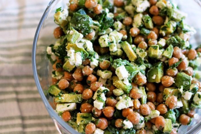 Chickpea avocado and feta salad