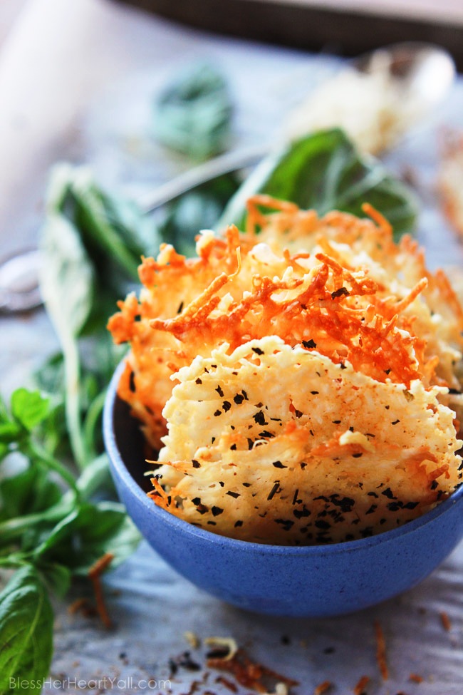 Garlic basil parmesan crisps