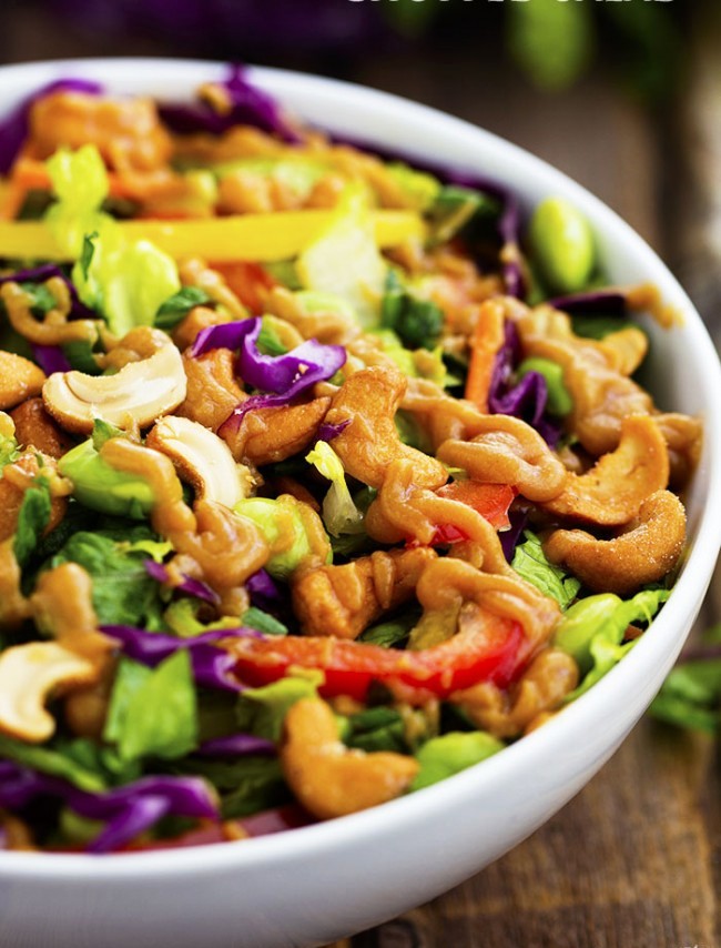 Thai cashew chopped salad with a ginger peanut sauce