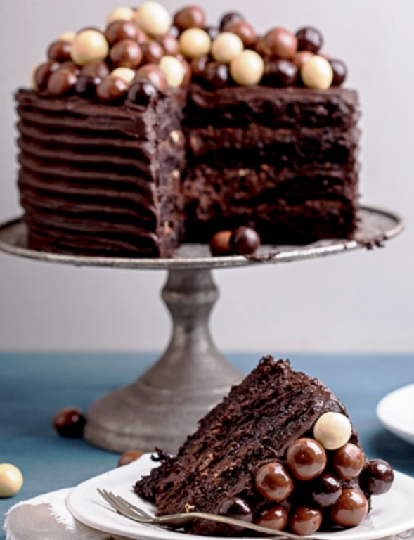 Rich fudgy coffee dark chocolate cake