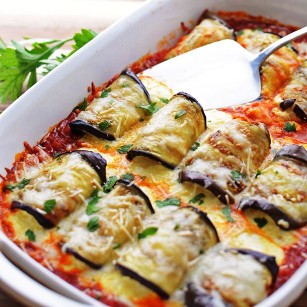 Eggplant stuffed shells