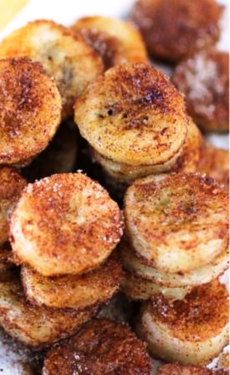 Pan fried cinnamon bananas