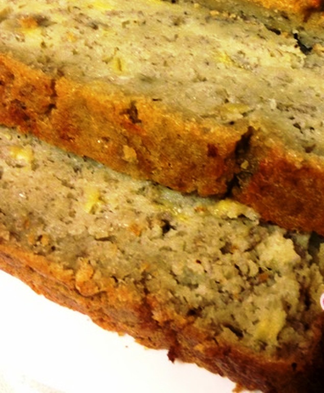  I made a pretty delicious, moist, nut free and healthy banana bread. 