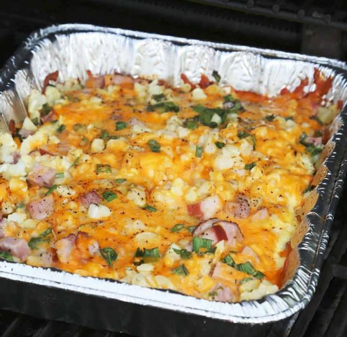Easy and delicious one-pan meal made on the barbecue or as a campfire breakfast.