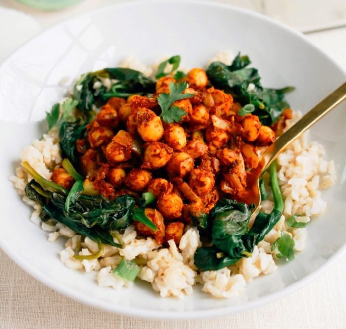 Vegan curried chickpea bowls
