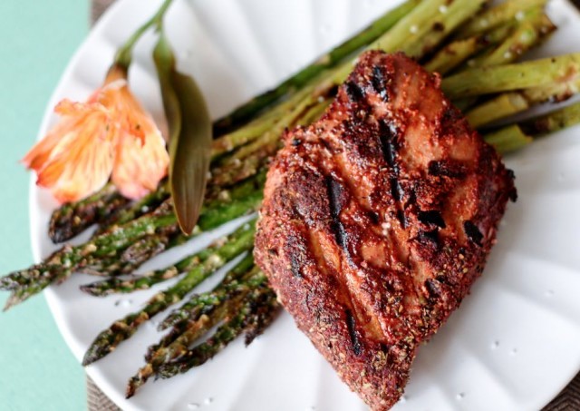 Grilled blackened tuna steaks