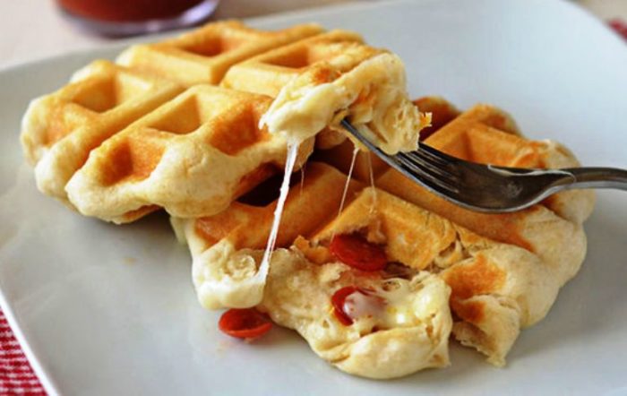 Tasty pizza-filled waffles