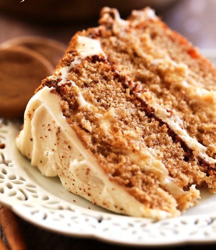 This cake is coated with crushed gingersnap cookies which adds to the texture and flavor of the cake.