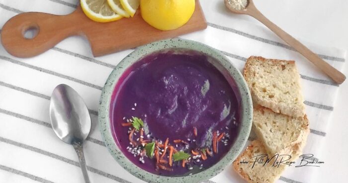 Explore the delicious flavors of Homemade Purple Velvet Veggie Soup. A healthy twist on classic cabbage soup awaits you. Made with fresh red cabbage, this healthy homemade soup gets its rich purple color, natural sweetness, and added antioxidants in every spoonful. 