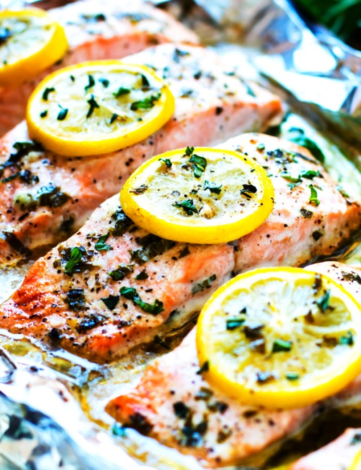 Basil & lemon baked salmon