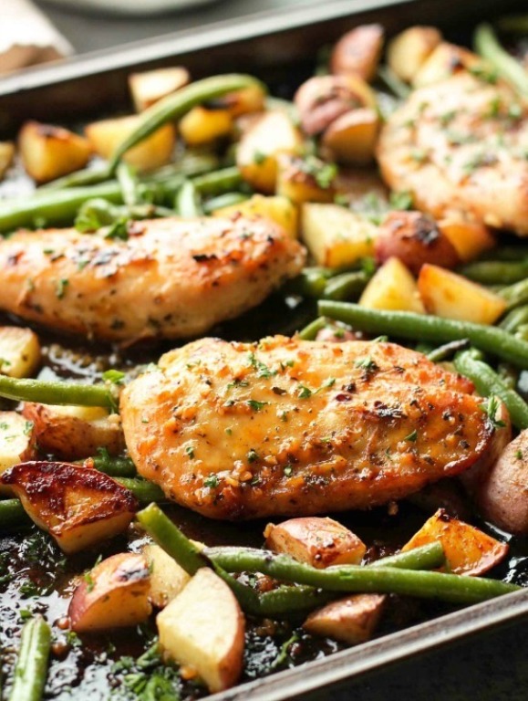 One pan honey garlic chicken and vegetables