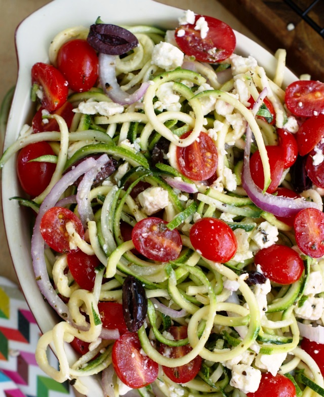 A greek zoodle salad