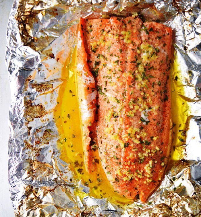 Garlic butter steelhead trout in foil recipe