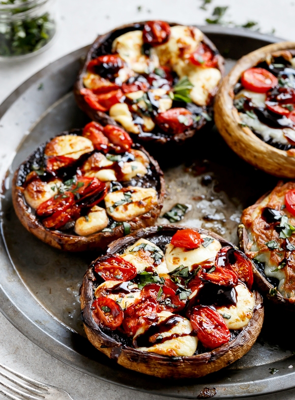 Caprese stuffed garlic butter portobellos