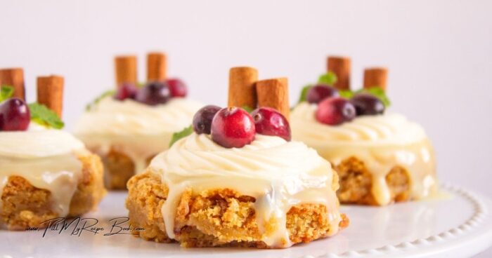 Bake these soft Cranberry Blondies with White Chocolate for a festive treat! A sweet, buttery dessert with cream cheese frosting.