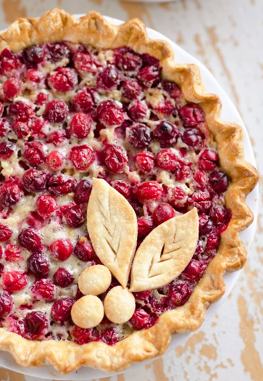 Cranberry orange custard pie