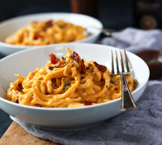 Creamy butternut squash alfredo pasta