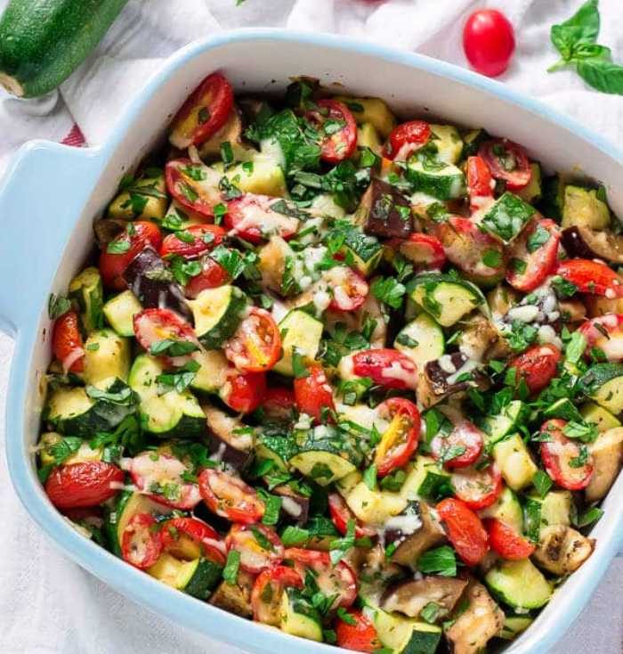  Tomato eggplant zucchini bake.