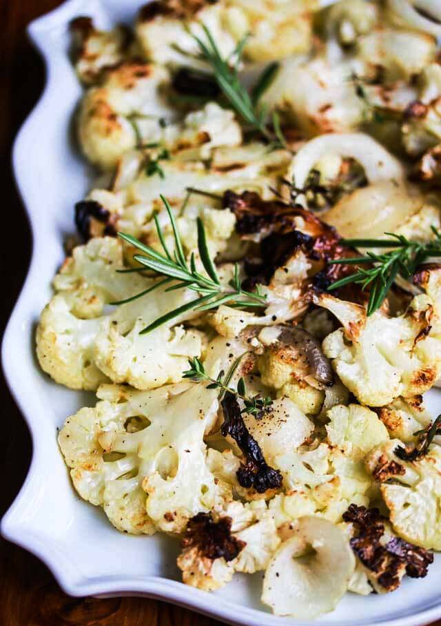 Grilled cauliflower with rosemary and thyme