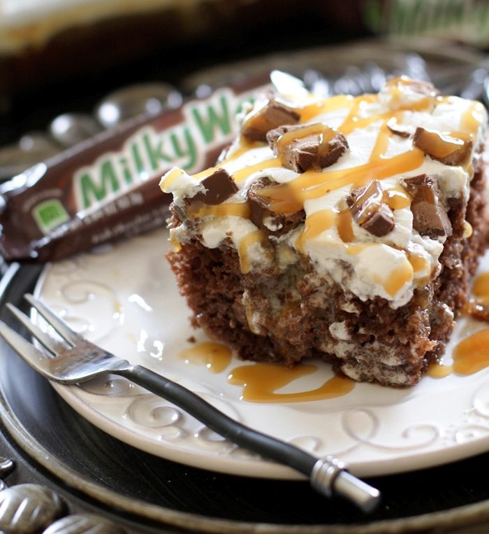 Milky way poke cake