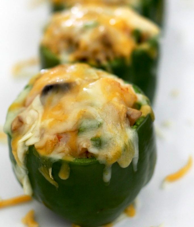 Cheesy shrimp and mushroom stuffed peppers