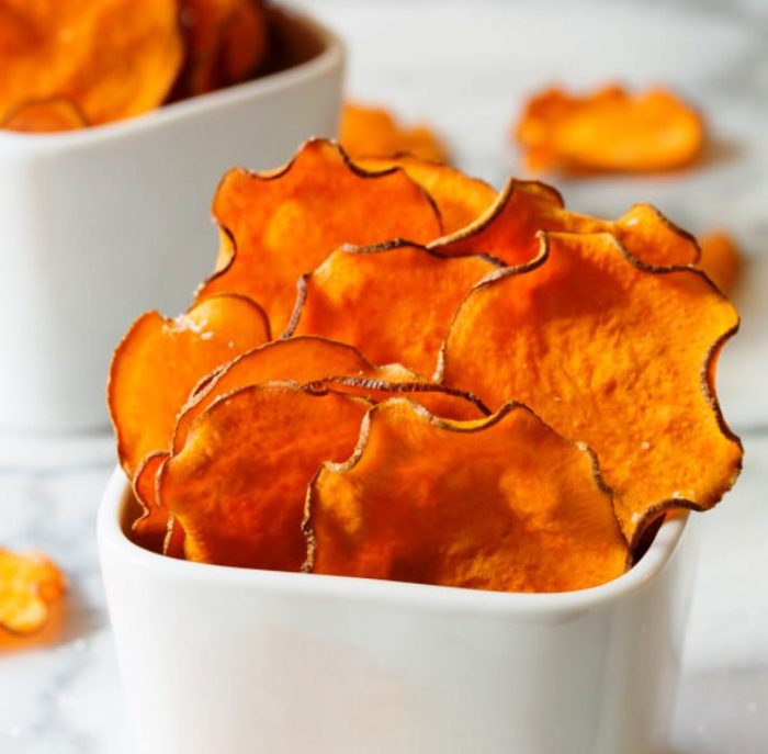Simple healthy 3-ingredient Baked Sweet Potato Chips Recipe, perfect for after-school snacks and spring picnic baskets
