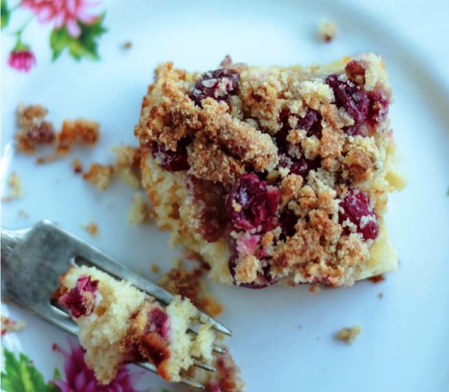 Low carb cranberry walnut coffee cake