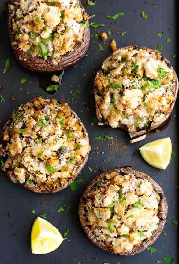 Shrimp stuffed portobello mushrooms