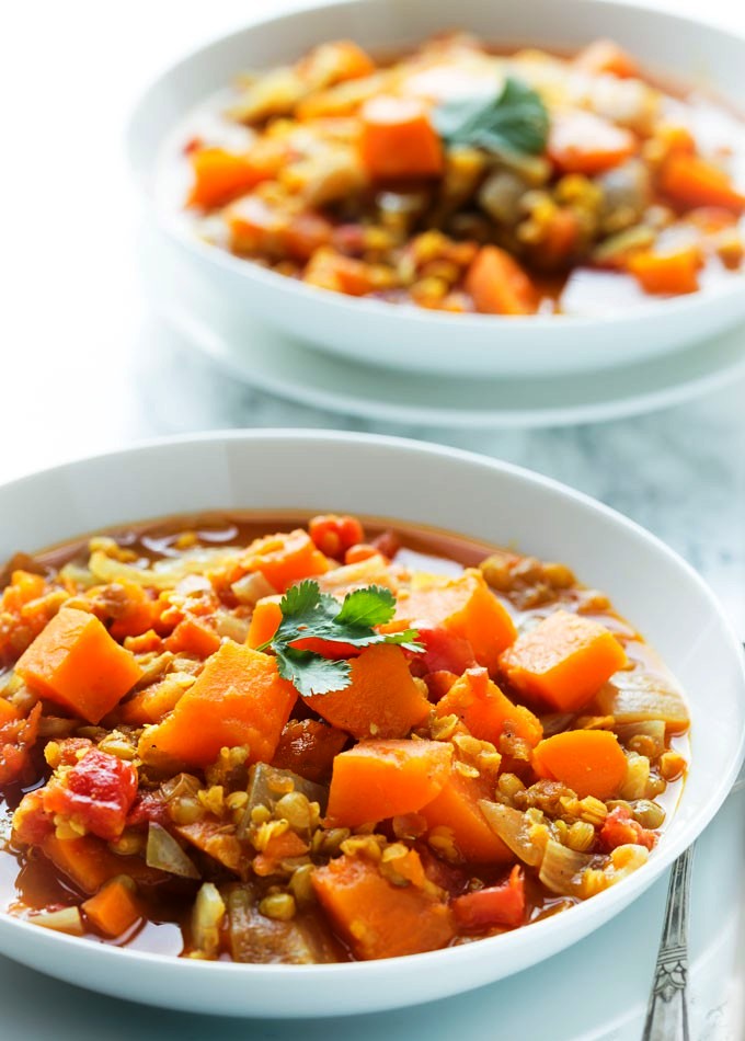 Easy sweet potato and lentil curry