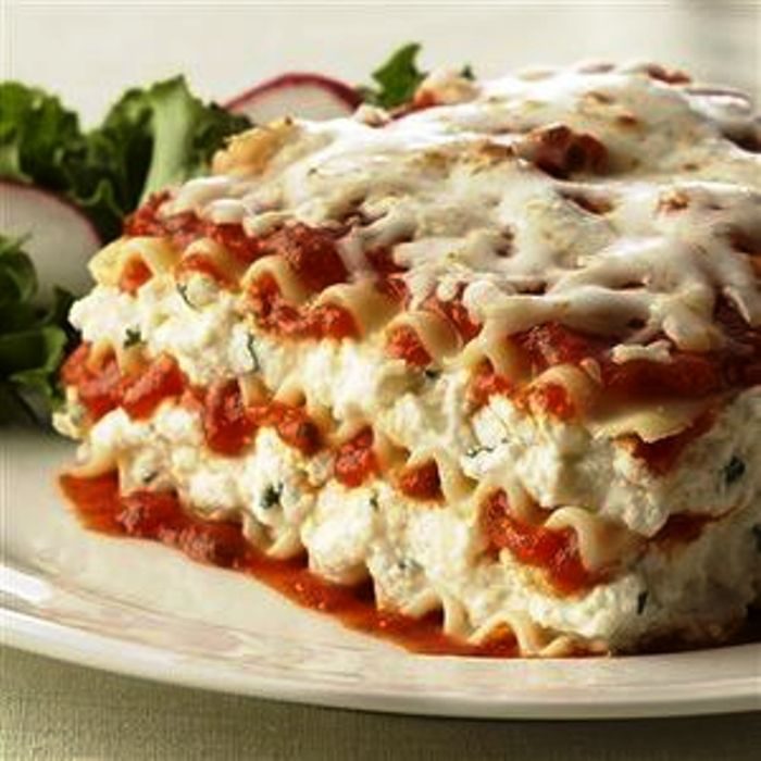 Ricotta cheese lasagna