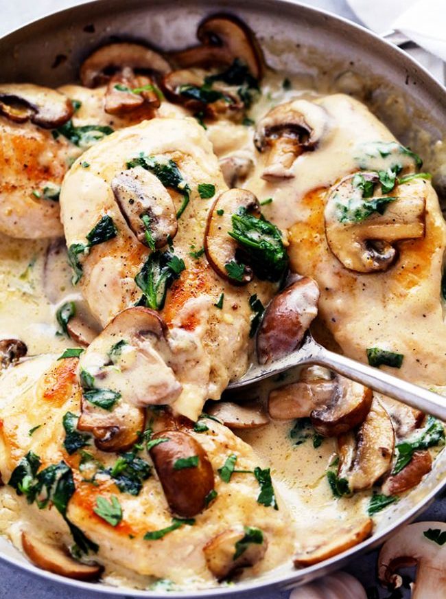 Creamy parmesan garlic mushroom chicken