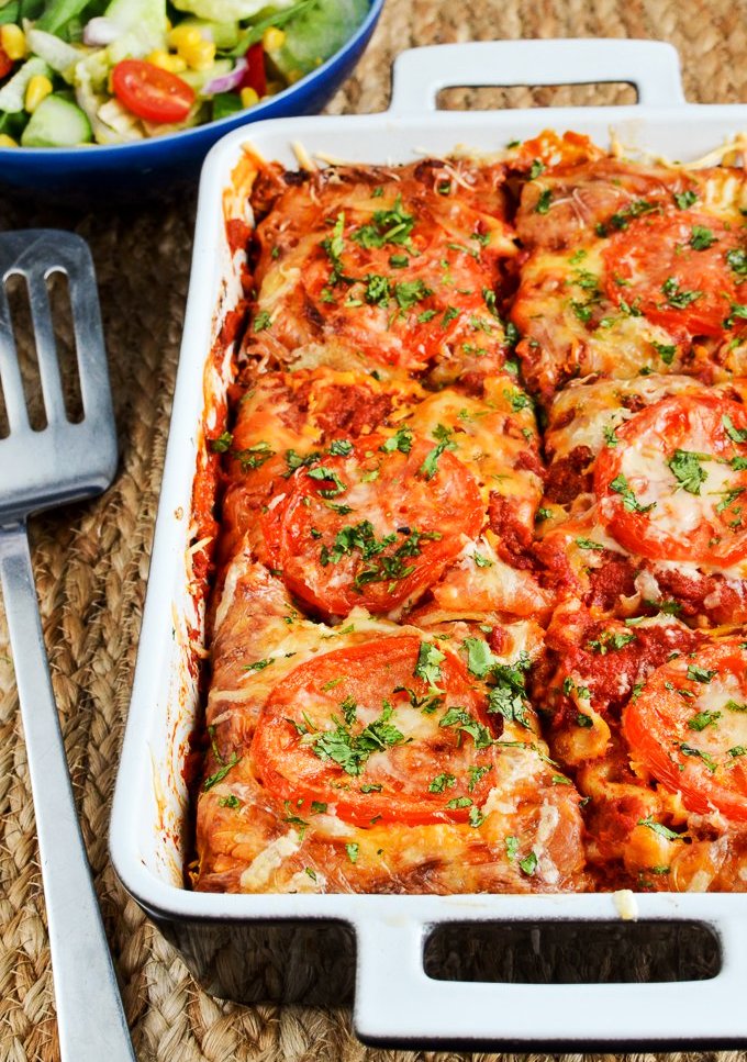 Spicy mexican chicken lasagne