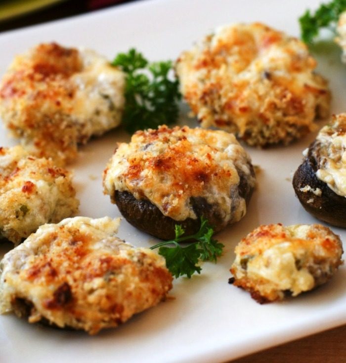 Three cheese stuffed mushrooms