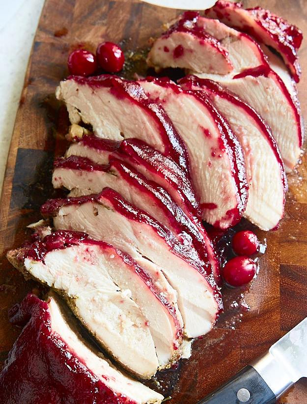 This cranberry glazed turkey breast recipe is so good that I make it several times a year, Thanksgiving or not.