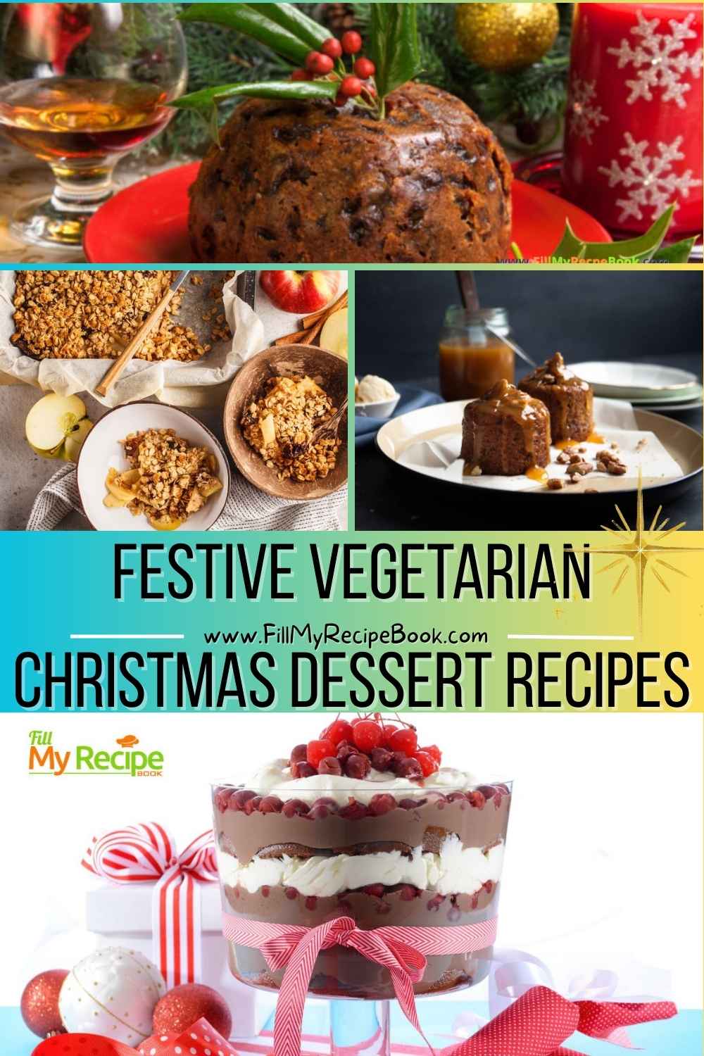 Festive Vegetarian Christmas Dessert recipes featuring make ahead traditional puddings and elegant after dinner treats. Perfect for holiday celebrations.