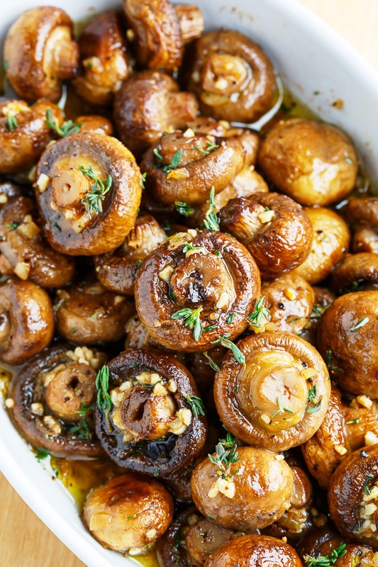 Roasted mushrooms in a browned butter, garlic and thyme sauce